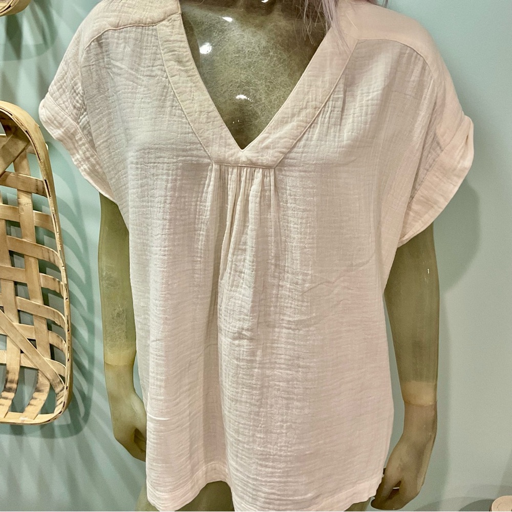 Fat Face Cream Relaxed V-Neck Blouse